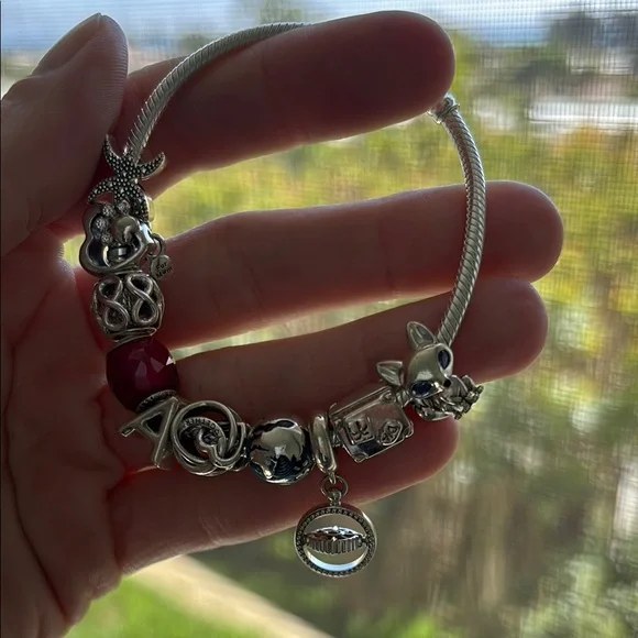 Pandora Silver and Pink Charm Bracelet - Picture 7 of 7